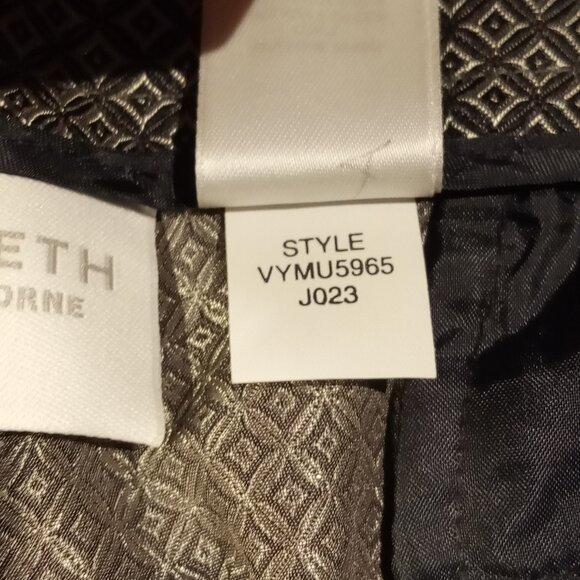 ELISABETH by Liz Claiborne Pants sz 16W Silk Shiny Silver Diamond Print NWT - Picture 8 of 12